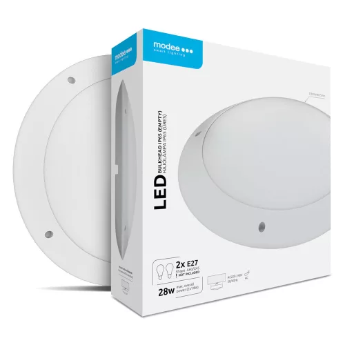 Modee LED Bulkhead Kerek 2xE27 (üres) Max.28W (D300x88,5mm) IP65 fehér