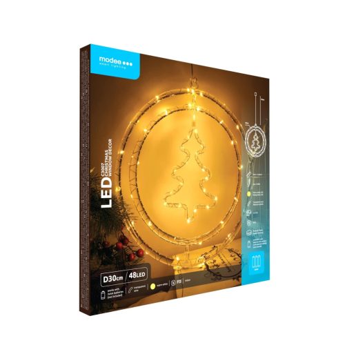 Modee Karácsonyi LED Dekoráció Ablakra Elemes C3007 (48LED D30cm)