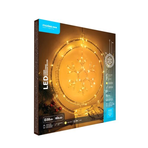 Modee Karácsonyi LED Dekoráció Ablakra Elemes C3009 (60LED D30cm)