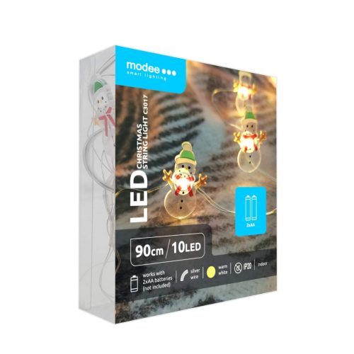 Modee Karácsonyi LED Füzér Dekor Elemes C3017 (10LED/90cm/10cm) warm