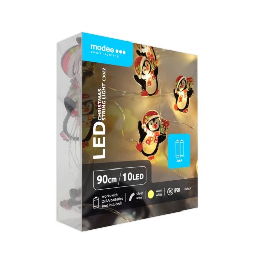 Modee Karácsonyi LED Füzér Dekor Elemes C3022 (10LED/90cm/10cm) warm