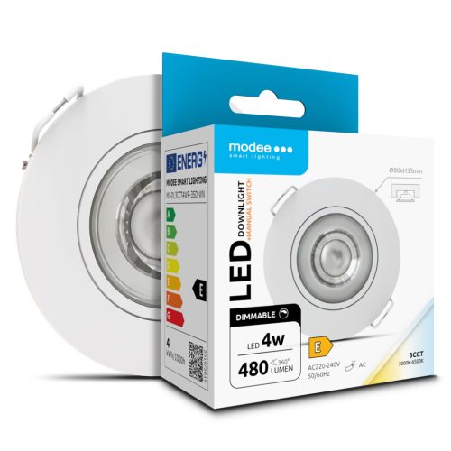 Modee LED Mélysugárzó Kerek 4W 3CCT IP44 D80xH32mm ROT (480 lumen) fehér ERP