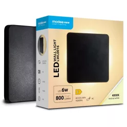   Modee LED Fali Lámpa (LWL0016) 6W IP65 135x135x42mm 4000K (800 lumen) Fekete