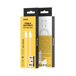   Technik Töltő-és Adatkábel TPE+ABS USB-C / USB-C 60W 20V3A 1m fehér