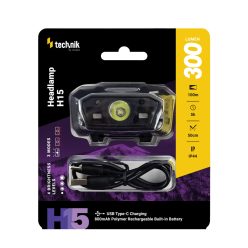   Technik Fejlámpa H15 (akkumulátoros) XTE LED + USB Type-C (300 lumen)