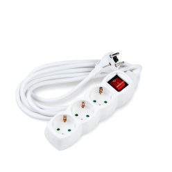   Technik Elosztó 3 utas 3m kábellel 1,5mm2 rézkábel + kapcsoló (fehér) 16A