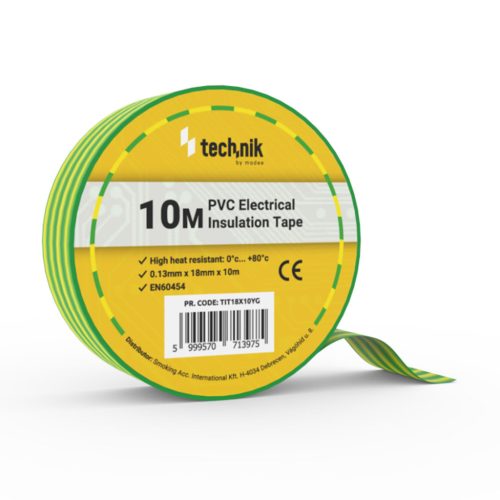 Technik - Szigetelőszalag 0,13mm x 18mm x 10m Zöld-Sárga