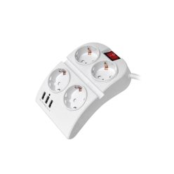   Technik Professional Elosztó Asztali 4 utas 1,5m kábel + 3 USB + kapcsoló 16A