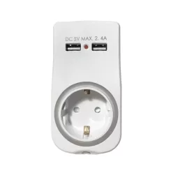   Technik Professional Elosztó Fali 1 utas Éjszakai Fénnyel + 2db USB