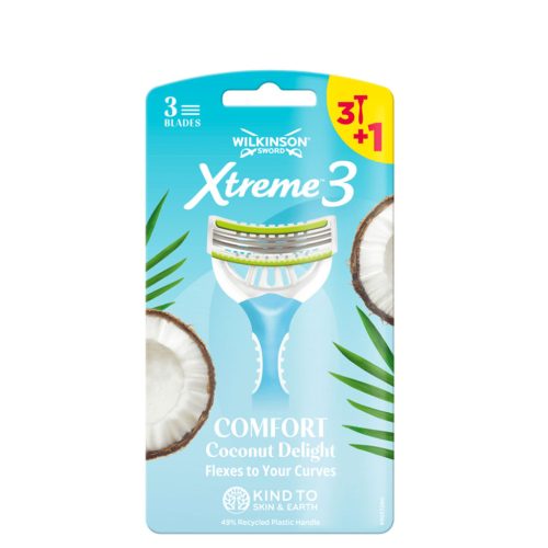 Wilkinson Xtreme 3 Beauty Sensitive Comfort Coconut Eldobható Borotva női B3+1