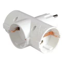 Földelt hálózati 3-as T-dugaljzat 16A 220-240V