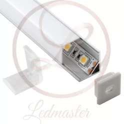   Ledprofiles Sarok aluprofil 90°-os opál fedéllel 2 méteres szál