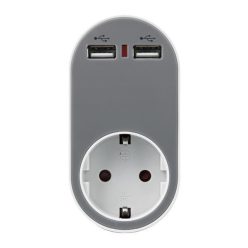 Dugaljzat 2 USB csatlakozóval szürke színben