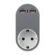 Dugaljzat 2 USB csatlakozóval szürke színben