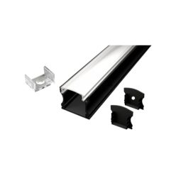   Ledprofiles Felületre szerelhető aluprofil mély opál fedéllel 2 méteres szál fekete színben