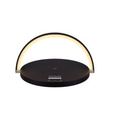   Strühm Saturn asztali lámpa fekete színben vezeték nélküli telefontöltővel