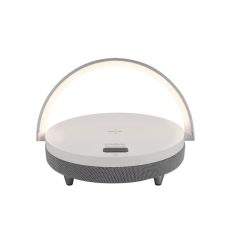   Strühm Saturn asztali lámpa fehér színben hangszóróval és vezeték nélküli telefontöltővel