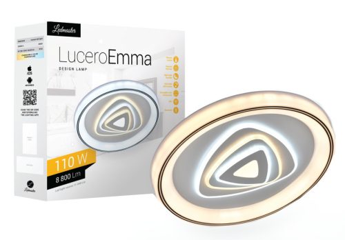 Lucero Emma 110 W-os 50 cm átmérőjű fehér LED távirányítós és mobil applikációval vezérelhető mennyezeti lámpa
