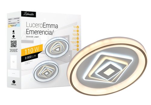 Lucero Emerencia 110 W-os 50 cm átmérőjű fehér LED távirányítós és mobil applikációval vezérelhető mennyezeti lámpa