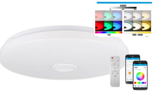 MasterLED Erik 72 W-os 490 mm fehér RGBW LED távirányítós mennyezeti lámpa