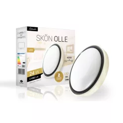   Skön Olle 24 W-os ø400 mm kerek natúr fehér fehér-szürke színű mennyezeti lámpa IP20-as védettségű