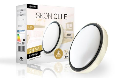 Skön Olle 24 W-os ø400 mm kerek natúr fehér fehér-szürke színű mennyezeti lámpa IP20-as védettségű
