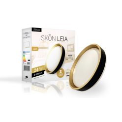   Skön Leia 24 W-os ø400 mm kerek natúr fehér fekete-arany színű mennyezeti lámpa IP20-as védettségű
