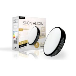   Skön Alicia 24 W-os ø400 mm kerek natúr fehér fekete színű mennyezeti lámpa IP20-as védettségű