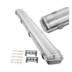   200db-os Berge 120 cm-es armatúra 2x18 W-os víztiszta fedéllel natúr fehér LED fénycsövekkel csomag