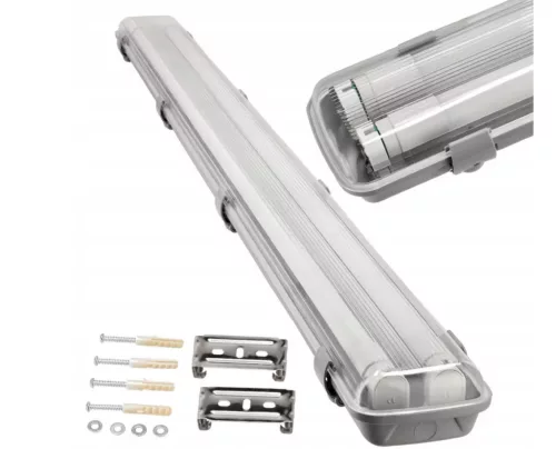 200db-os Berge 120 cm-es armatúra 2x18 W-os víztiszta fedéllel natúr fehér LED fénycsövekkel csomag