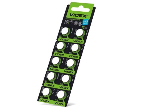 Videx AG12/LR43 113mAh alkáli gombelem (darabár min. rendelhető mennyiség 10 db)