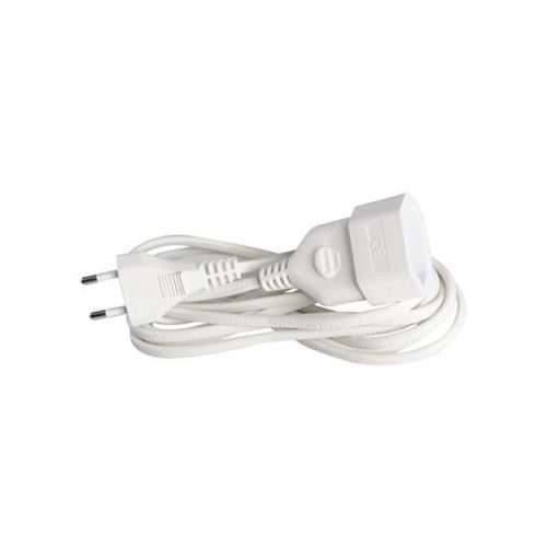 Földeletlen hálózati hosszabbító fehér 2Χ0.75mm 3m 10A 220-240V