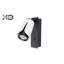   MasterLED Bud G10-es foglalatú + LED-es fekete-fehér fali lámpa USB csatlakozóval