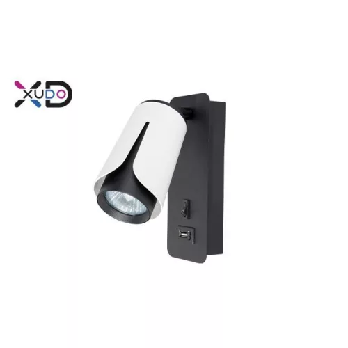 MasterLED Bud G10-es foglalatú + LED-es fekete-fehér fali lámpa USB csatlakozóval