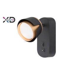   MasterLED Bud GX53-es foglalatú + LED-es fekete-arany fali lámpa USB csatlakozóval