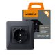 Videx Binera fekete színű süllyesztett földelt csatlakozó aljzat + 1-1 db USB csatlakozóval USB-C csatlakozóval (20/120)