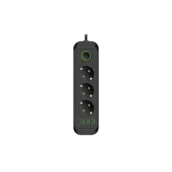   MasterLED Modi fekete színű 3-as hosszabító 2m-es kábellel 3 x USB 1 x USB-C