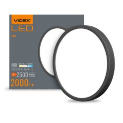   Videx 24 W-os ø264 mm fekete színű kerek natúr fehér mennyezeti lámpa