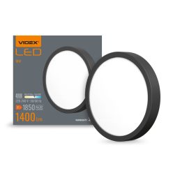   Videx 18 W-os ø192 mm fekete színű kerek natúr fehér mennyezeti lámpa
