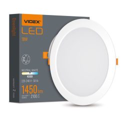   Videx 18 W-os süllyesztett natúr fehér kör alakú LED-es mennyezetlámpa