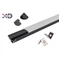   MasterLED Sarok aluprofil íves opál fedéllel 2 méteres szál fekete színben