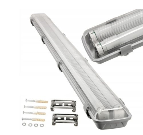 Berge 120 cm-es armatúra 2x18 W-os víztiszta fedéllel natúr fehér LED fénycsövekkel 2 dobozos csomagár