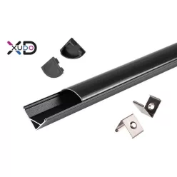   MasterLED Sarok aluprofil  íves fekete fedéllel  2 méteres szál  fekete színben