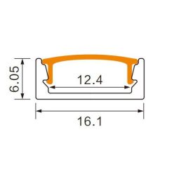   EcoLight felületre szerelhető aluprofil  opál fedéllel  2 méteres szál