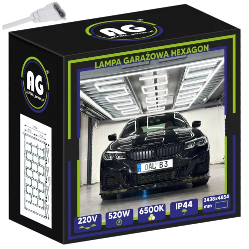 Berge Hexagon LED Garázsvilágító, 520W 2438x4854mm, 6500K