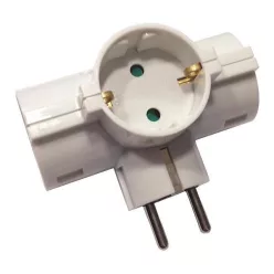 Földelt hálózati 3-as T- dugaljzat 90° 16A 220-240V