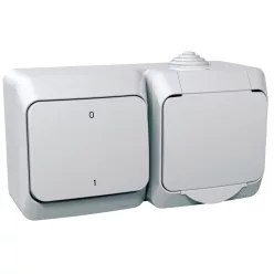   CEDAR PLUS 2P+F csatlakozóaljzat, kétpólusú kapcsolóval, IP44, fehér