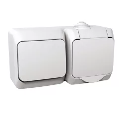   CEDAR PLUS 2P+F csatlakozóaljzat, váltókapcsolóval, IP44, fehér