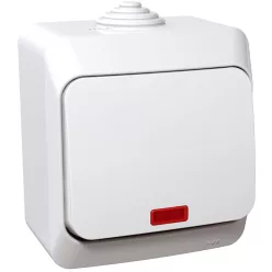   CEDAR PLUS Egypólusú kapcsoló, jelzőfénnyel, IP44, fehér