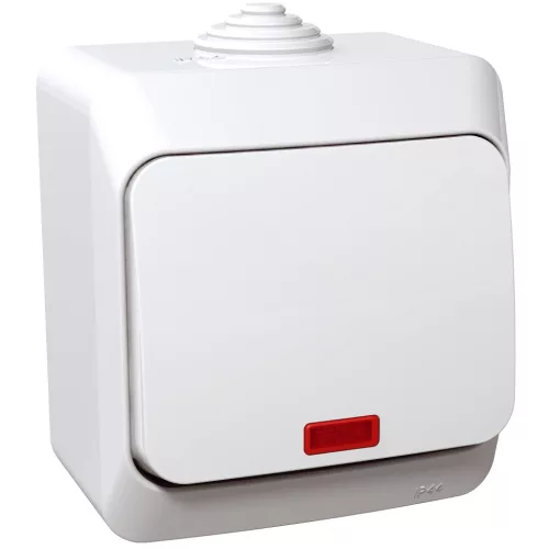 CEDAR PLUS Egypólusú kapcsoló, jelzőfénnyel, IP44, fehér